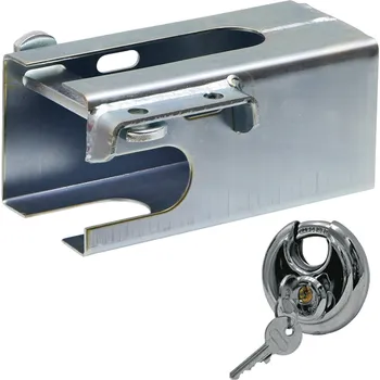 Příslušenství pro přívěs Petlice k zajištění kloubu "žehličky" na přívěsném vozíku proti krádeži přívěsu včetně zámku