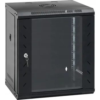 Rozvaděč SKŘÍŇ ZÁVĚSNÁ 12U 19" IP20 53X40X60CM ČERNÁ SKLENĚNÉ DVEŘE