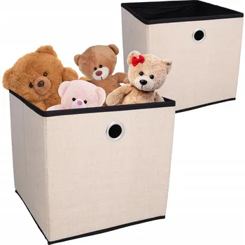 Úložný box PUDEŁKO DO PRZECHOWYWANIA tekstylny textilní organizér béžový skládací do skříně