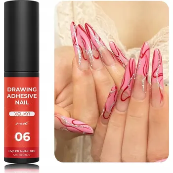 Lak na nehty Tenký liner na nehty štěteček NailArt UV/LED gel metalický ČERVENÝ #6