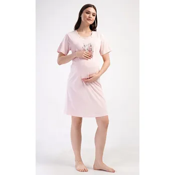 Dámská noční košile Dámská noční košile mateřská Medvídci - světle lososová - S