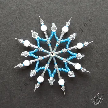 Vánoční ozdoba Vánoční korálková hvězda 0455 - Kolekce Sky Blue (PEVNÁ A NEREZ) Christmas bead ornament (Vánoční hvězda z korálků - Korálková hvězdička a vločka - Hvězdy a hvězdičky z korálků - Christmas bead star)