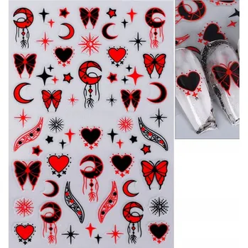 samolepka 3D Samolepky na nehty s motýly ve tvaru srdce R51