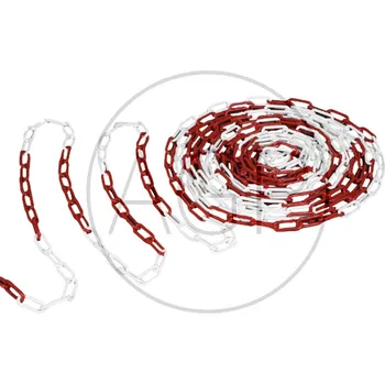 Železářství Plastový řetěz červenobílý průměr 6 mm balení 5 m bezpečnostní signální výstražný