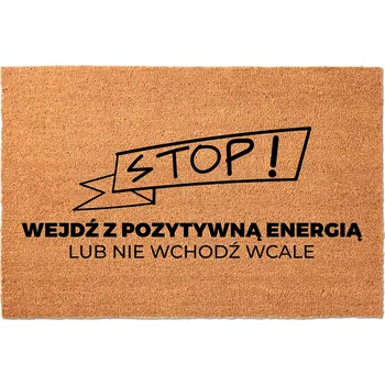 Rohožka VSTUPNÍ ROHOŽKA 40X60 BÉŽOVÁ KOKOSOVÁ HUMOR NÁPIS MÁTE ENERGII?