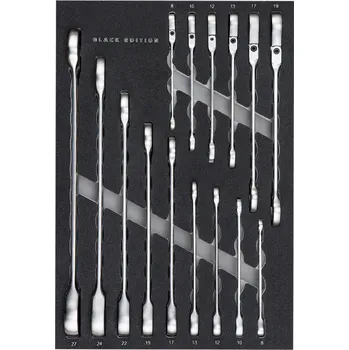 Klíč Sada metrických ráčnových klíčů v sadě 15 ks ve vložce do dílenského vozíku