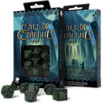 Hrací kostka Sada kostek Call of Cthulhu - černé/zelené (Q-Workshop)