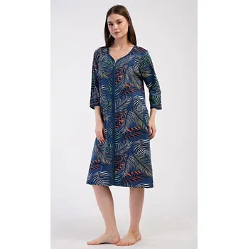 Dámské šaty Dámské domácí šaty s tříčtvrtečním rukávem Barbara - tmavě modrá - 1XL