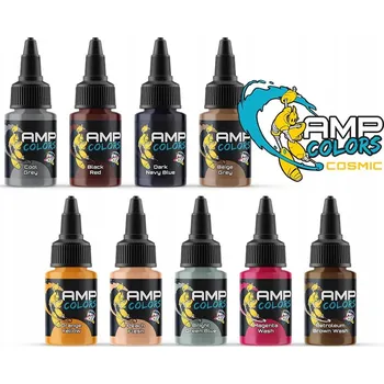 Speciální výtvarná barva Sada akrylových barev AMP Colors Cosmic Paint Set vol.1, Monument Hobbies, 9 x 22 ml