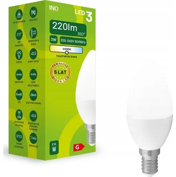 Žárovka LED ŽÁROVKA SVÍČKA E14 3W = 25W NEUTRÁLNÍ BÍLÁ 4000K