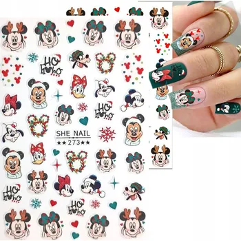 samolepka Samolepky na nehty Zimní sněhové vločky Vánoční Mickey Mouse R201
