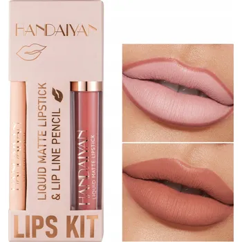 Rtěnka Sada Matná Tekutá Rtěnka a Konturovací Tužka na Rty 2v1 Handaiyan #4