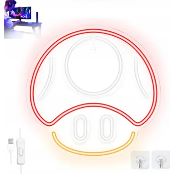 Lampička NEONOVÁ LED LAMPA VE TVARU HLAVY HOUBY S USB A VYPÍNAČEM