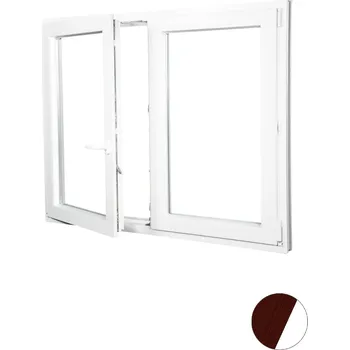 Okno ALUPLAST Plastové okno dvoukřídlé dekor/bílé 200x140 Barva: Mahagon/bílá, Otvírání: Levé, Zasklení: Dvojsklo Ug= 1,1