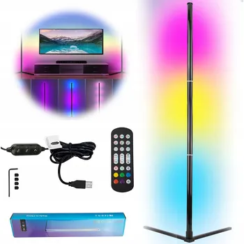 Lampička LAMPA NAROŻNA PODŁOGOWA RGB LED 155 CM SYNCHRONIZACE HUDBY DÁLKOVÝ OVLADAČ
