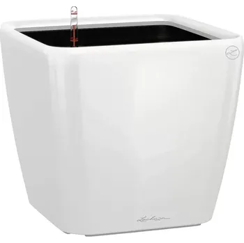 Lechuza Samozavlažovací květináč Quadro Premium, 22,5 × 22,5 × 20,5 cm, plast, bílý 16160