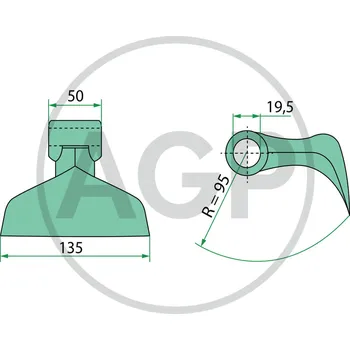 Kladivo Kladivo mulčovače Berti o průměru díry 19,5 mm