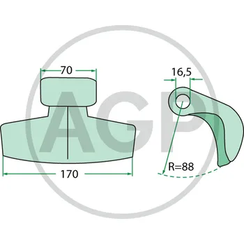 Kladivo Kladivo mulčovače HMF, Tünnissen & Stocks, Rotoram, Chabas, Fischer, Palladino, Votex