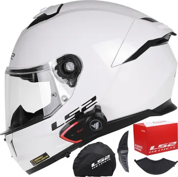 Helma na motorku Motocyklová přilba LS2 FF808 STREAM II bílá clona + BLUETOOTH INTERKOM