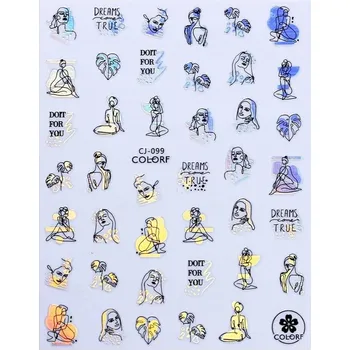 samolepka Samolepky na nehtech 3D tváře ženy grafika R9