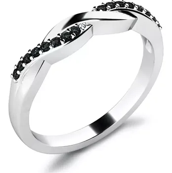 Prsten Dámský prsten bílé zlato 585 přírodní diamant černé 10996-B-Black velikost 57