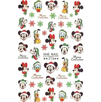 samolepka 3D Samolepky na nehty Zimní sněhové vločky Vánoce Mickey Mouse R202