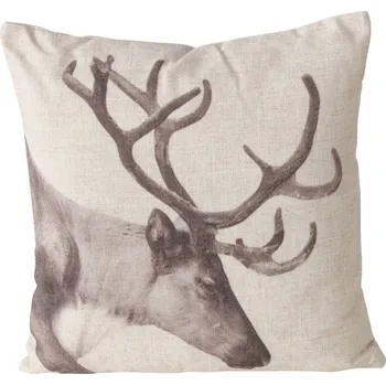 Dekorativní polštářek POLŠTÁŘ BAVLNĚNÝ BÉŽOVÝ MOTIV SOB STAG 45 X 45 CM