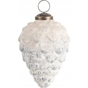 Vánoce Bílo-krémová vánoční ozdoba s patinou - 7x10 cm