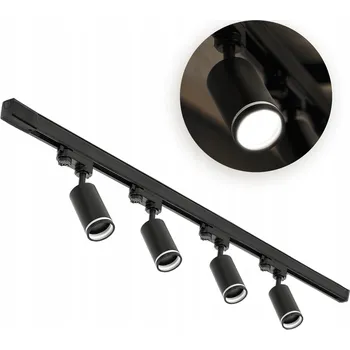 Bodové svítidlo Třífázový lištový systém 4x Svítidlo GU10 + Lišta 1m Sada ČERNÁ