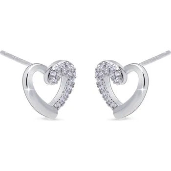 Náušnice Stříbrné náušnice srdíčka se zirkony 3610