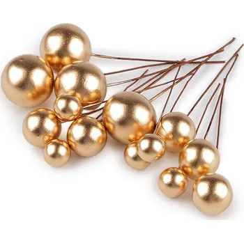 umělá květina Kuličky / bobule na drátku ke tvoření Ø1-2 cm, barva 6 zlatá