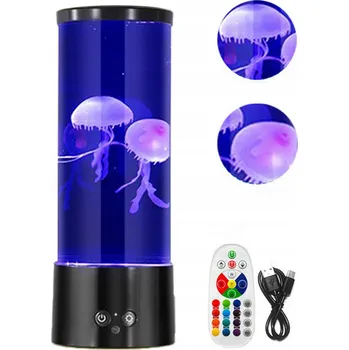 Lampička LÁVOVÁ LAMPA BAREVNÁ MEDÚZA, LED LAMPA DO AKVÁRIA, DO POKOJE, NA STŮL