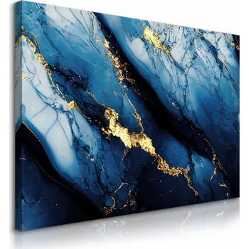 Obraz OBRAZ NA PLÁTNĚ MODRÝ MARMOR ABSTRAKCE GLAMOUR STYL 40x30
