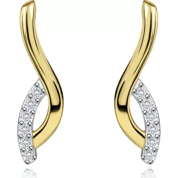 Náušnice Náušnice ze 14K zlata se zvlněnou linií a obloukem ze zirkonů