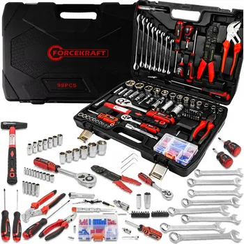 Sada nářadí SADA NÁŘADÍ 99 KS KUFR S NÁŘADÍM KLADIVO KLÍČE BITY NÁSTRČNÉ HLAVICE