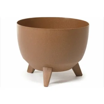 Květináč Lamela LAMELA, ROMA wood ECO průměr 24 cm, přírodní dřevo, mísa na nožkách