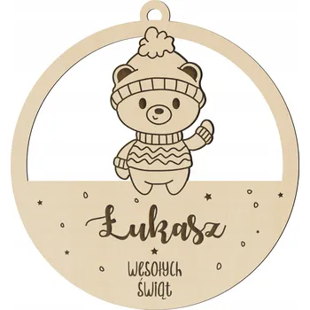 Vánoční dekorace Vánoční Koule drewniana z imieniem na choinkę duża jméno Vánoční Koule se jménem Dárek