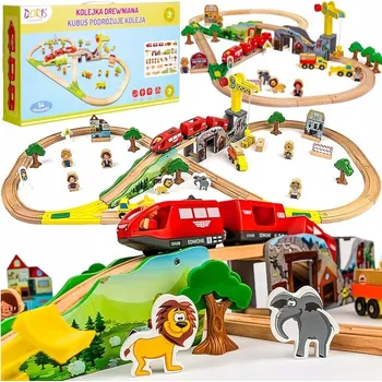 Vláček a vláčkodráha OBROVSKÁ DŘEVĚNÁ VLÁČKODRÁHA + PUZZLE