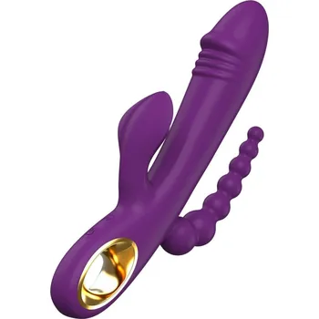 Vibrátor ToyJoy Designer Edition Caleona The Triple Temptation, silikonový vibrátor na bod G, klitoris i anál 21 x 3,6 cm