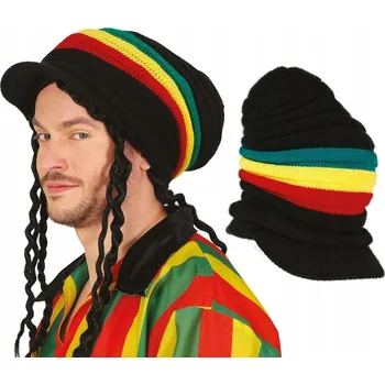 Čepice Čepice Rasta s Kšiltem Černá Barevná Reggae Jamajka Karneval Kostým Párty