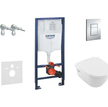 WC sada Grohe Rapid SL - Set předstěnové instalace, klozetu a sedátka Villeroy & Boch, tlačítka Skate Cosmopolitan, chrom 38528SET-KB