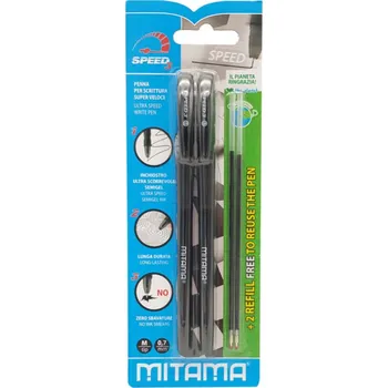 MITAMA Pero semi-gelové Click-Clip SPEED 3 černé/0,7mm/2+2náplně