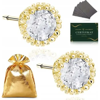 Náušnice Zlaté NÁUŠNICE RYZOST 925 + ZIRKONY KULATÉ / BÍLÉ ŠROUBOVACÍ DÁREK PRO NI