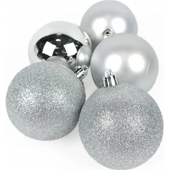 Vánoční dekorace VÁNOČNÍ BAŇKY NA STROMEČEK STŘÍBRNÉ VÁNOČNÍ OZDOBY SADA BAŇK Ø 7 CM 8 KS