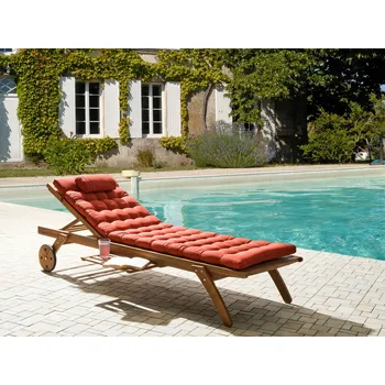 Podsedák Polštář polstr na zahradní lehátko červený polyester odolný proti UV záření vázání silná opěrka hlavy Beliani