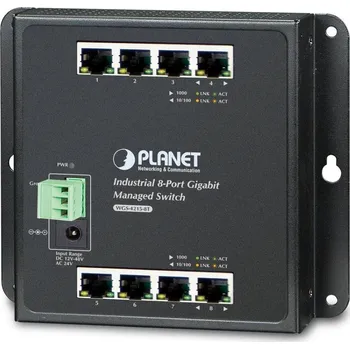 Switch Planet WGS-4215-8T plochý L4 switch, 8x1Gb, 12-48VDC/24VAC, -40~75°C, IP30, fanless