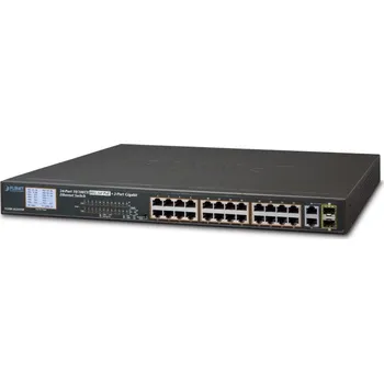 Switch Planet FGSW-2622VHP PoE switch, 24x100Mb + 2x1Gb/SFP, LCD, VLAN, PoE 802.3at 30/300W