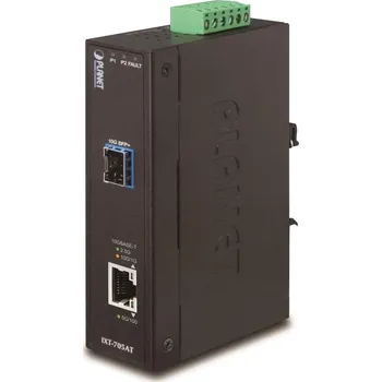 Satelitní technika Planet IXT-705A průmyslový konvertor 10G/5G/2.5G/1G/100M / miniGBIC SFP+ 10GBASE-X, IP30, -40 až +75°C, dual power