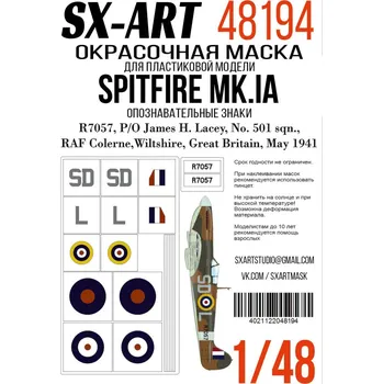 Plastikový model 1/48 Spitfire Mk.Ia 501 Sqn. R7057/SD-L Pain.mask