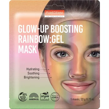 Pleťová maska Purederm GLOW-UP BOOSTING RAINBOW veganská hydrogelová pleťová maska, 22 g